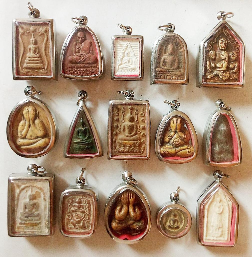 15 тайских буддийских буддийских глиняных амулетов-медальонов-подвесок-подвесок