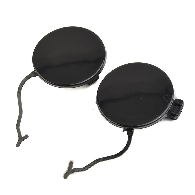 Brand New Left Right Front Tow Hook Bumper Left Right Drag Hook Eye Cover Front Bumper Unpainted BLACK Plastic