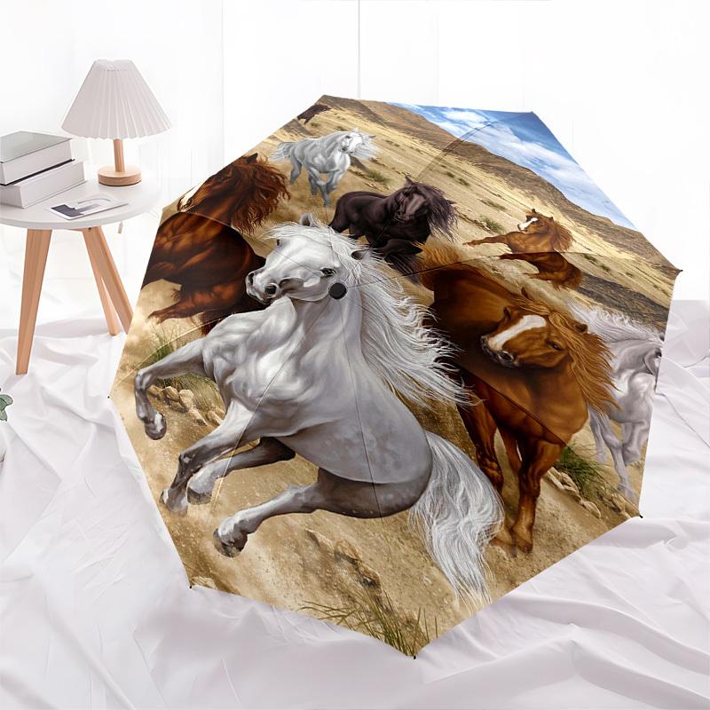 Horses Desert- Automatic Umbrella,Suitable for Men and Women, Outdoor Accessories, Suitable for Birthdays 1016b
