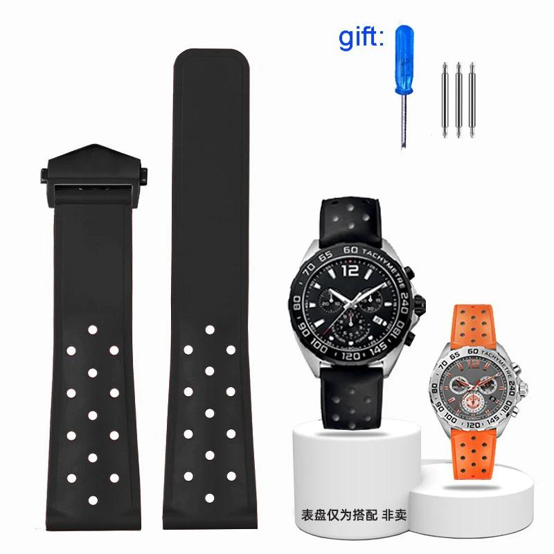 Водонепроницаемый силиконовый ремешок для часов TAG HEUER MONACO Резиновый ремешок для CARRERA FORMULA 1 Мужской ремешок 22 мм Аксессуары