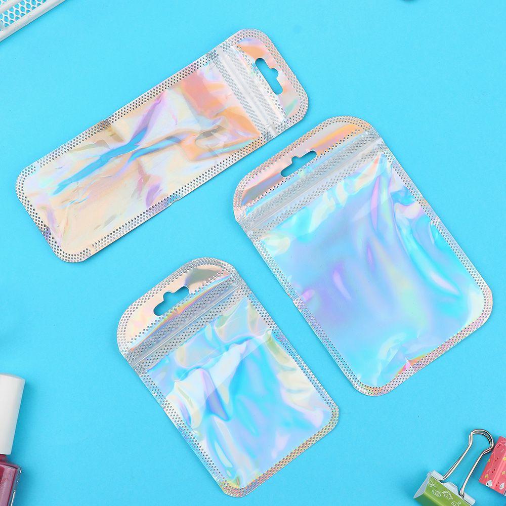 High quality Iridescent Jewelry Display OPP Bags Packaging Bag Zip lock Pouches Self Sealing Bag
