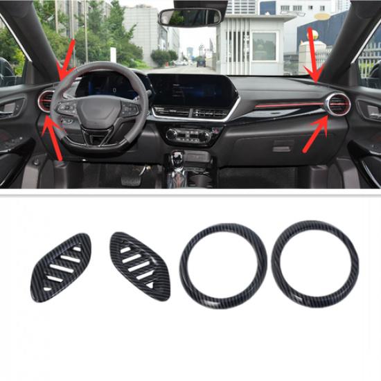 For Chevrolet Trax 2024 Dashboard Air Vent Cover Trim Carbon fiber Kit 4pc