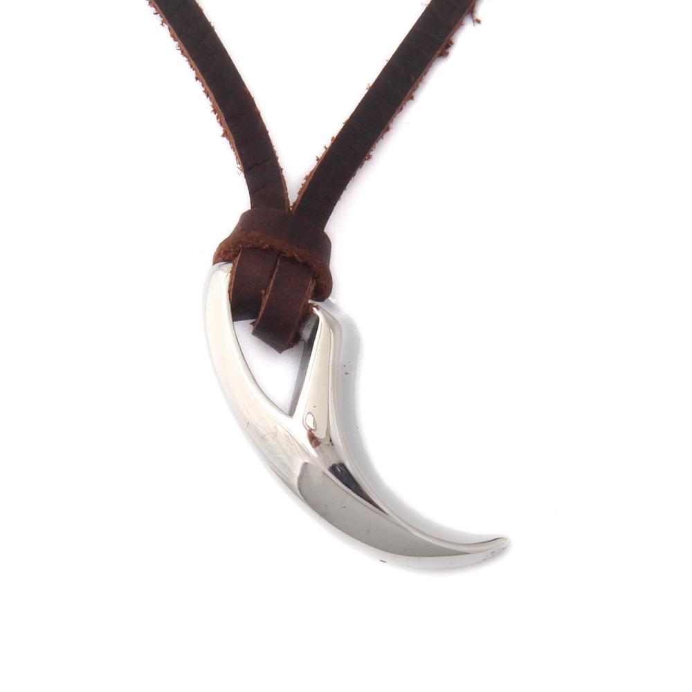 El Regalo мужское ожерелье из нержавеющей стали с черным волчьим клыком в стиле Брюса Ли | Мужские украшения | Мужское ожерелье с подвеской