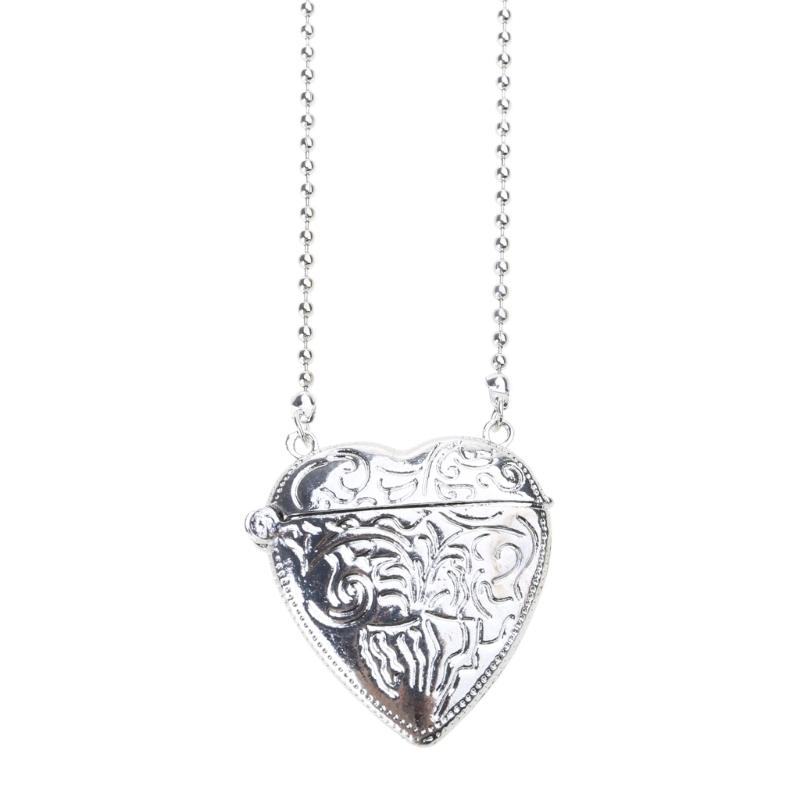 Elegant Heart Shaped Photo Locket with Chain Multifuntional Metal Crossbody Accessory Suitable for Decorating Outfits