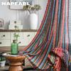 1PC NAPEARL Colorful Stripes Pinted Cotton Linen Curtain Bohemian Style 40% Shading Window Drapes With Tassels For Living Room Bedroom Decor