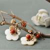 Винтажные серьги с цветами из натурального камня для женщин, девушек, в этническом стиле, золотые серьги, ювелирные аксессуары, подарки на день рождения, серьги
