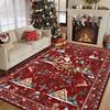 Christmas Santa Reindeer Snowflake Gift Red Green Festive Carpet Soft Non-slip Mat Rug for Living Room Home Decoration Durable