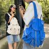 Lightweight Canvas Shoulder Bag Casual College Student Schoolbag Nylon Drawstring Backpack  Travel