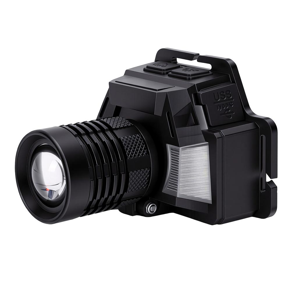 LED Work Headlamp with COB Side Light Motion Sensor Rechargeable Zoom Headlight 90 degrees Adjustable Head 6 Modes