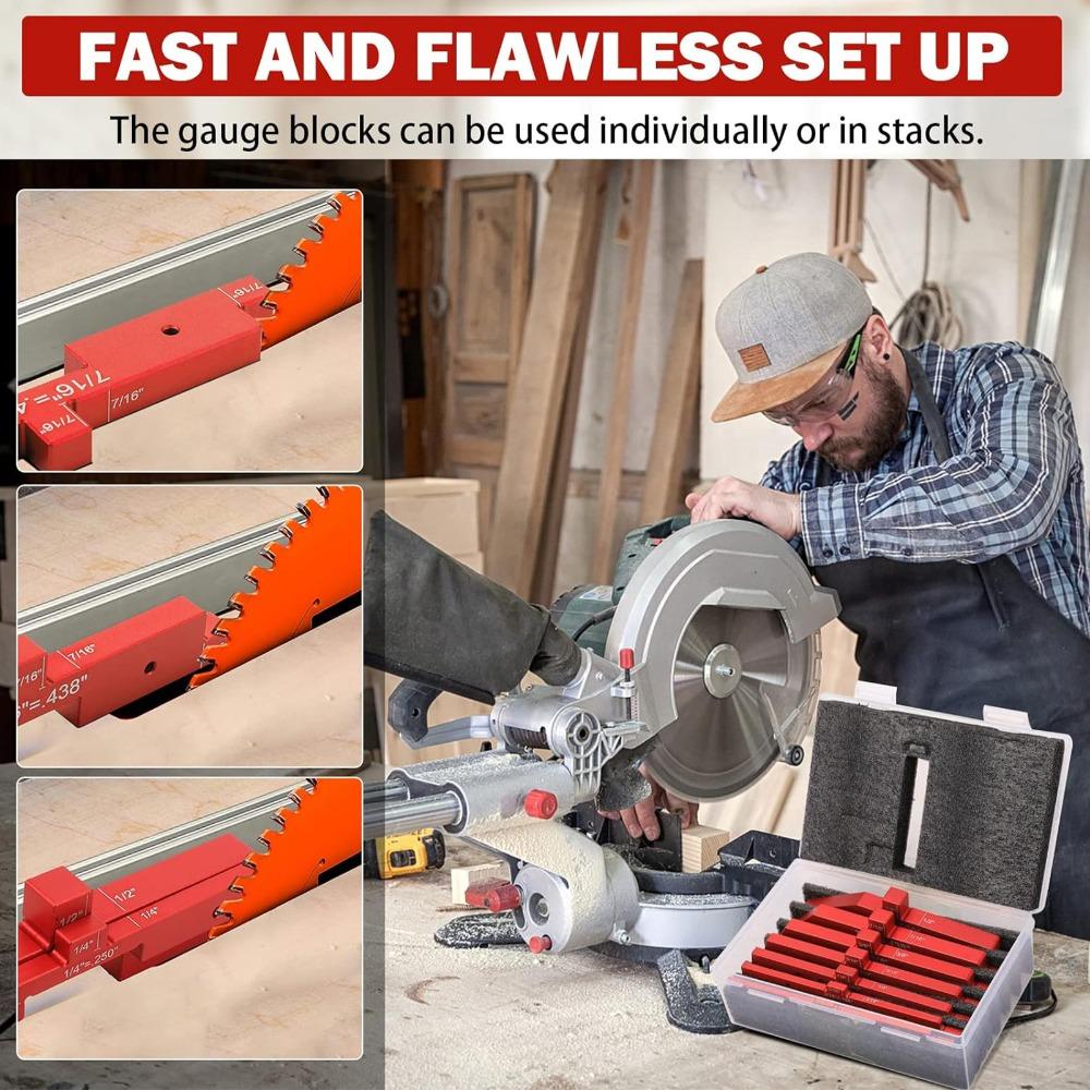 7pcs Different Thickness Setup Blocks Height Gauge Set Red Adjustable Height Gauge Table Saw