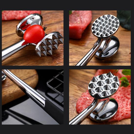 Meat Tenderizer Hammer with Anti-Slip Handle Dual-Sided Mirror Polished Comfortable Grip Pounder Heavy Duty Pounder Tool for Steak Fish