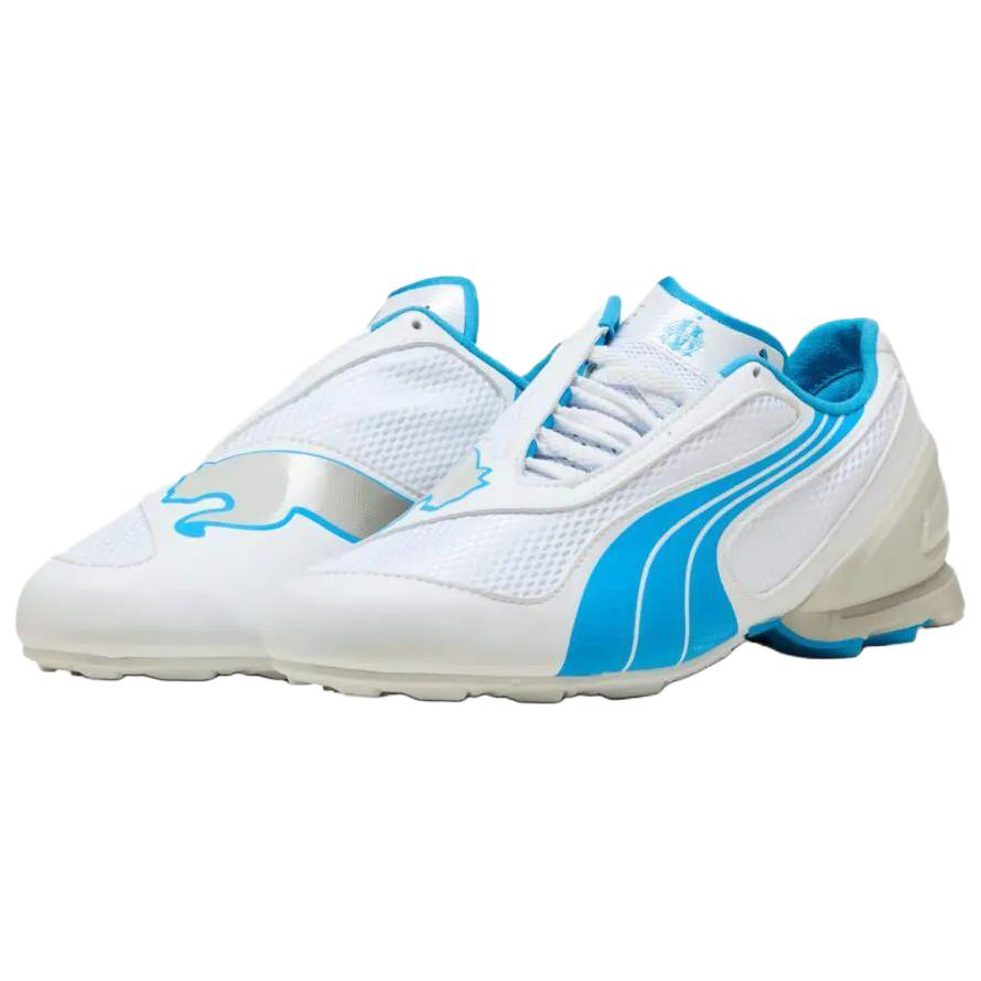 Puma Olympique Marseille X  V-S1 Comfortable Retro Football Shoes Unisex Football Shoes White Blue 406319-01