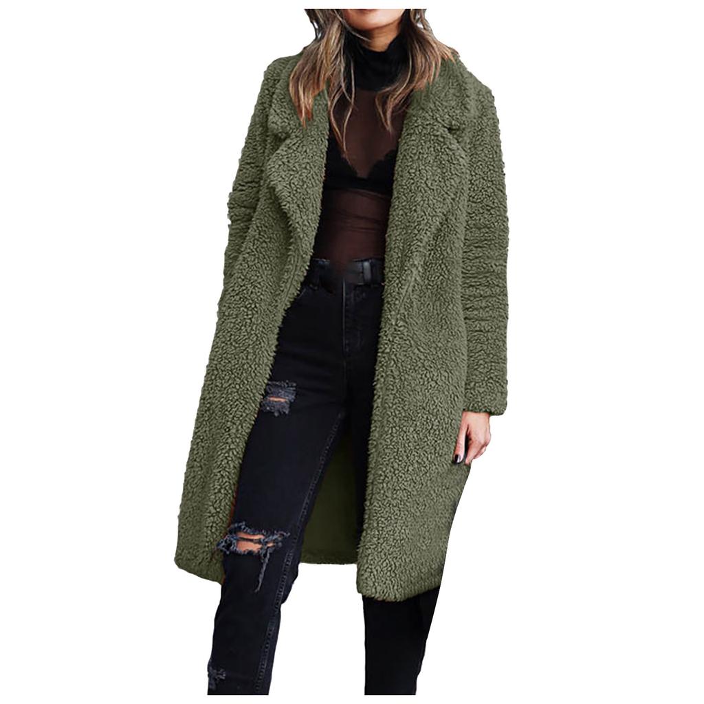 Womens Ladies Warm Artificial Wool Coat Jacket Lapel Winter Outerwear