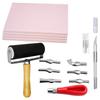 Rubber Stamp Making Kit, Block Printing Starter Tool, Linoleum Cutter with 6 Type Roller, Tracings Paper