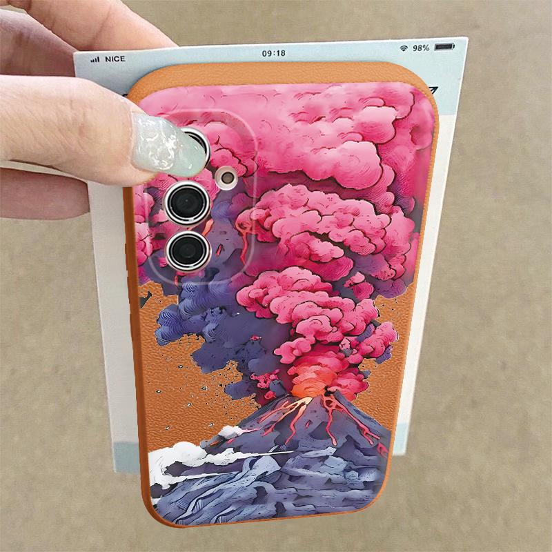 Чехол для Samsung Galaxy S25Edge S26 S24 S23 S22 Ultra S26 Plus S25 FE с рисунком «Горный пейзаж» Текстура кожи ТПУ Чехол для телефона