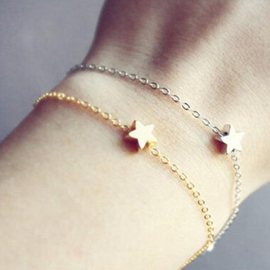 Women's Girls' Jewelry Gift Gold Plated Charm Chain Star Bracelet