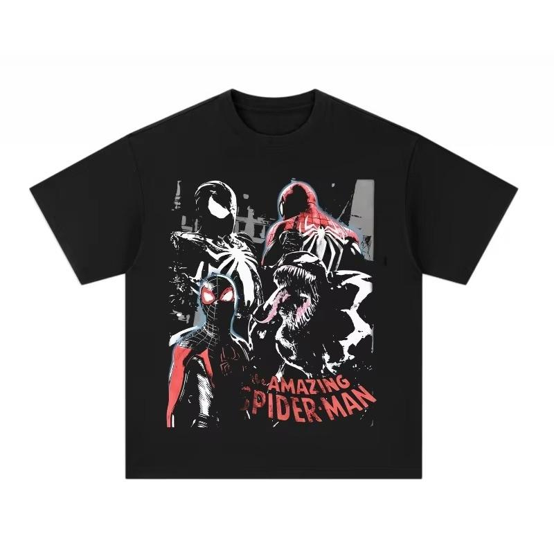 Authentic 2026 Summer Collection New Venom SpiderUnisex Pattern LargeSized Unisexs Loose Casual Pure Cotton TShirt
