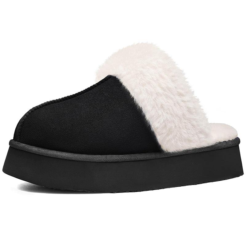 Fashion Kidmi Women's Fuzzy Platform Slippers with Fluffy Memory Foam News Thick-soled Soft Comfortable Winter Women Slippers Home Shoes