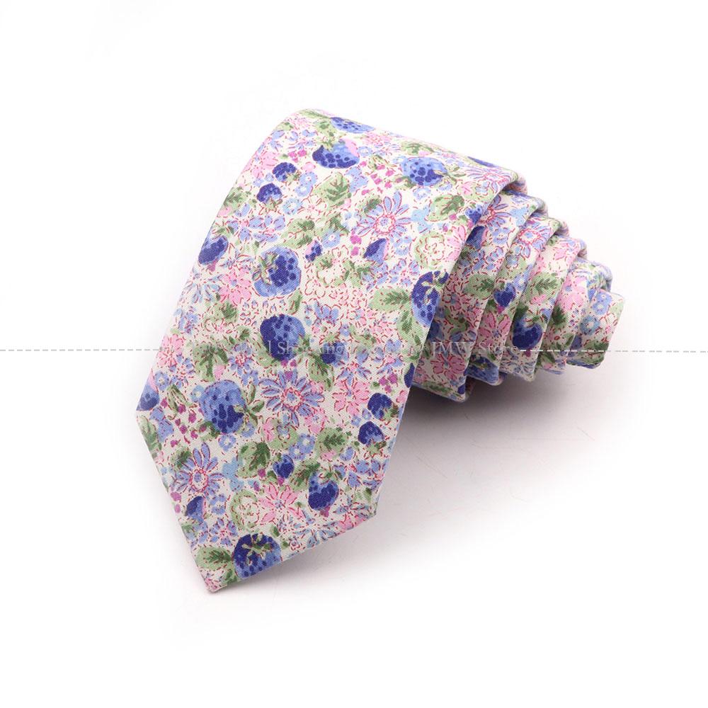 Новый шик, галстук с цветочным принтом, галстук из 100% хлопка, для мужчин, светлый цвет, повседневный узкий галстук, свадебная вечеринка