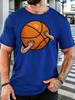 Unisex Crew Neck Tee Funny Hugging Basketball Cartoon Graphic Print Short Sleeve Top Summer Outdoor Loose Soft Casual Basic Wear