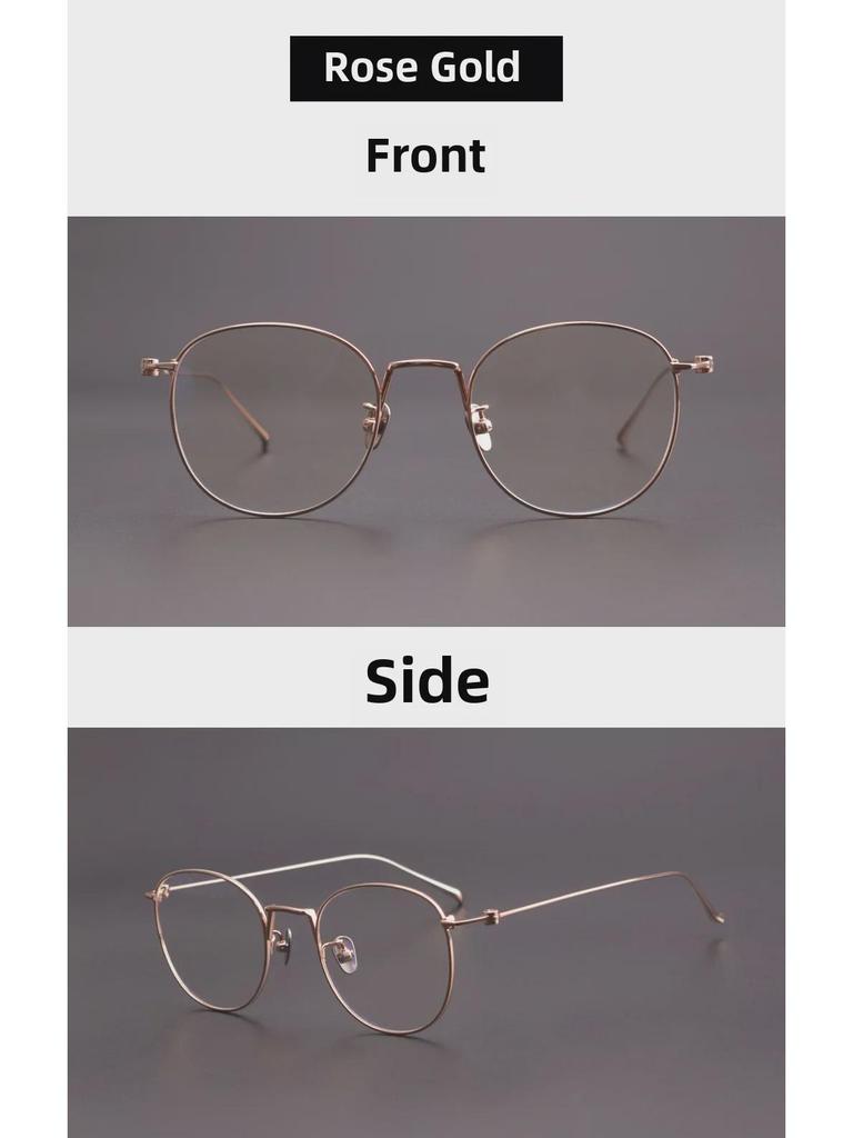 80856 Сверхлегкая круглая оправа для очков из чистого титана — универсальный двухцветный дизайн для мужчин и женщин, идеально подходит для крупных лиц