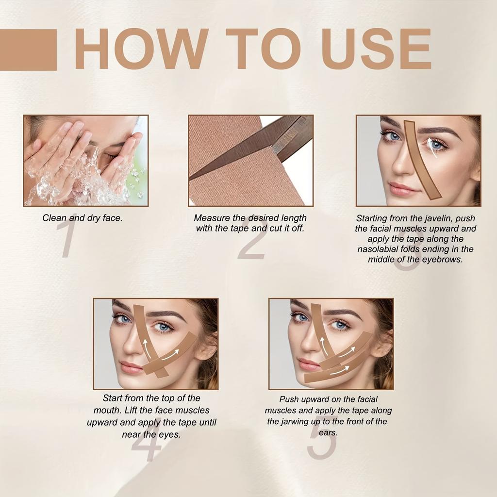 Unscented Facial Lifting Tape - Myofascial Lift for Face Slimming and Contouring, Skin-Friendly, No Surgery Required, Easy Application