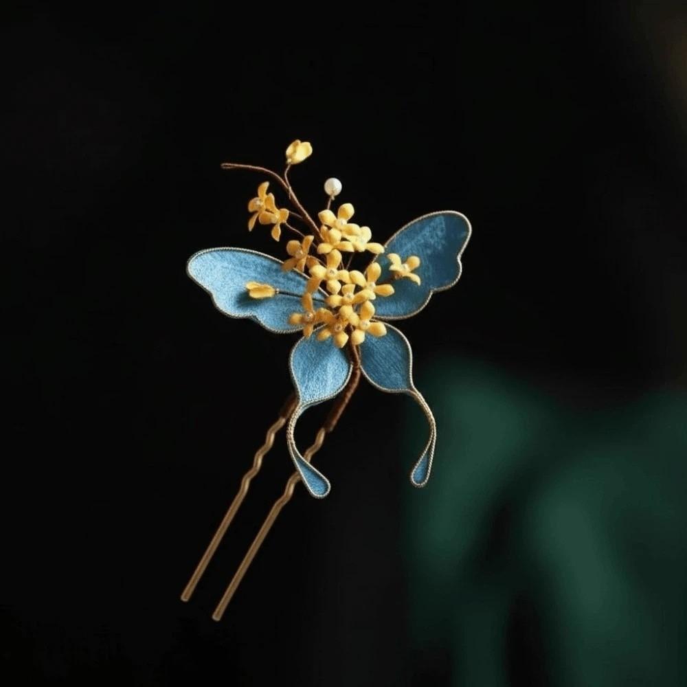 Beautiful Hanfu Butterfly Hair Fork Headwear Exquisite Fairy Side Clips Girls