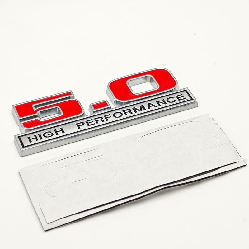 3D Metal Red Chrome 5.0 High Performance Car Rear Trunk Stickers Front Grille Badge Emblem for Ford Mustang Accessories