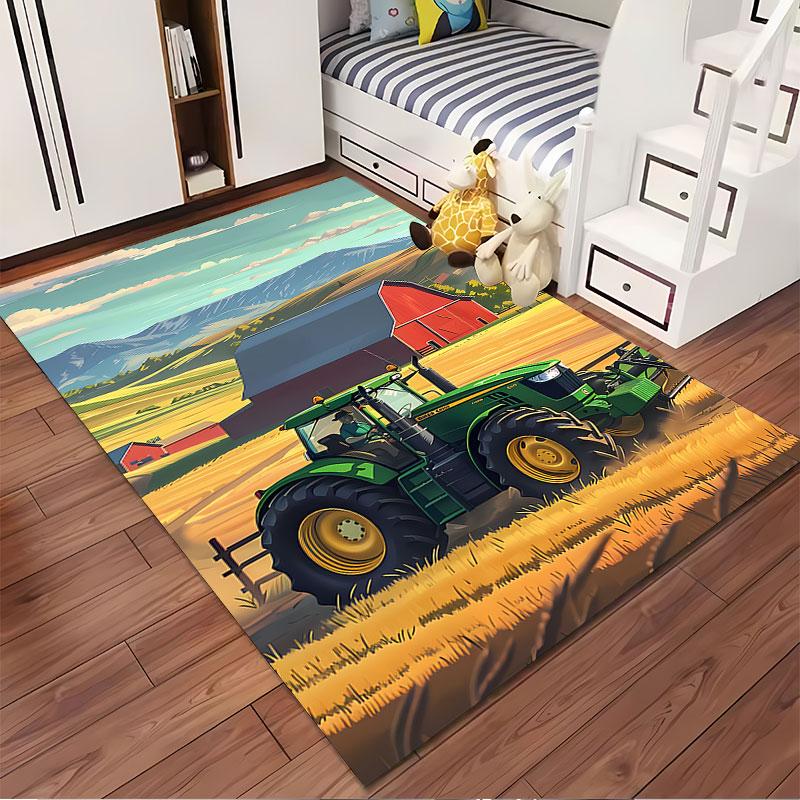 Farm Landscape with Tractor suitable as a non-slip mat for the living room or bedroom sofa