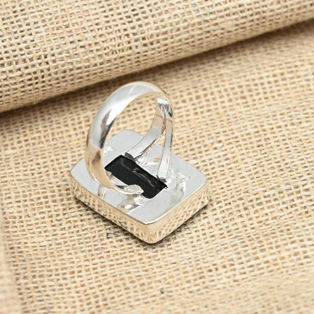 Кольцо ручной работы из стерлингового серебра 925 пробы с граненым хромированным диопсидом AAA +