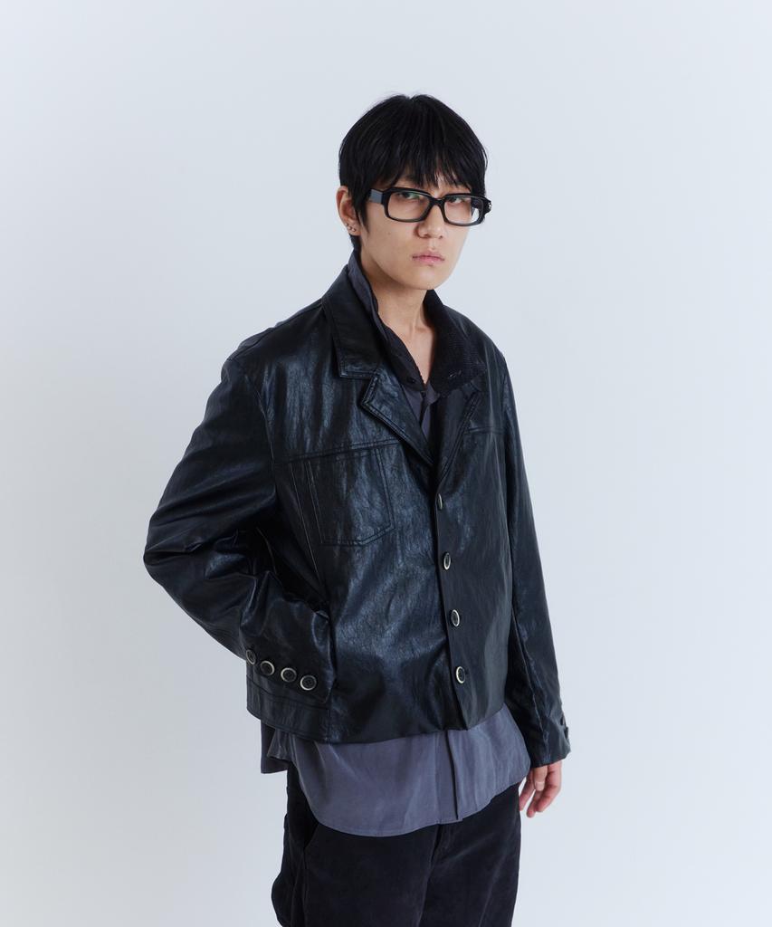 PARADIGMFILM [Ep.03] Sleek Leather Crop Blazer (Black)