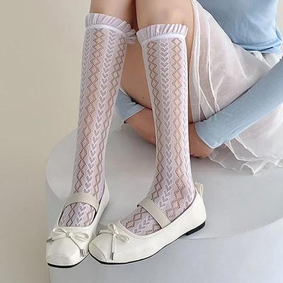 Носки с оборками женские ажурные сексуальные кружевные сетчатые чулки гольфы JK Lolita милые девушки милые длинные носки женские чулки