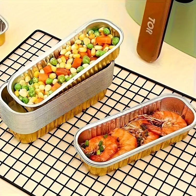 1/5/10Pcs/Set Disposable Bbq Pans Aluminum Foil Tin Box Loaf Baking Pans Cake Tins Containers Grilling Tray For Air Fryer Kitchen Accessories