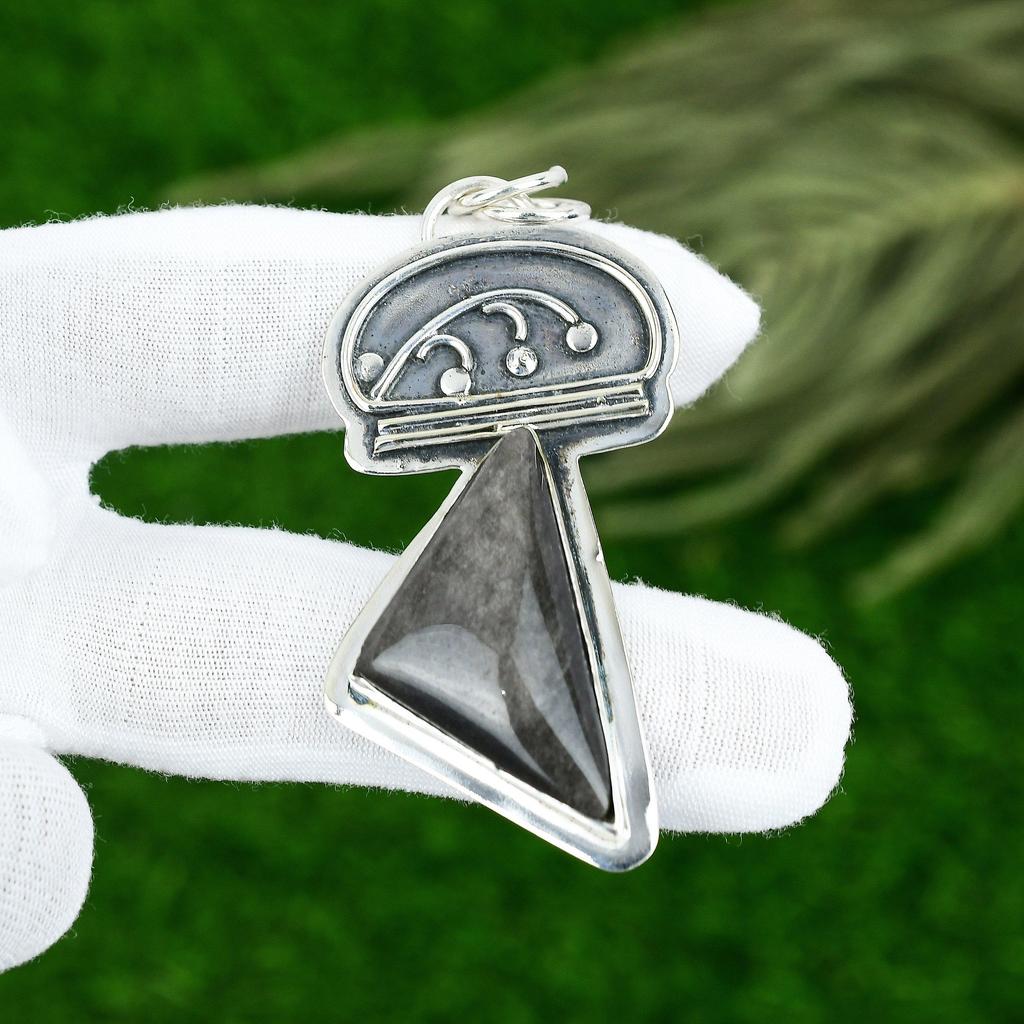 Friendship Day Sale Natural Silver Sheen Obsidian New Pendant Jewelry 925 Silver