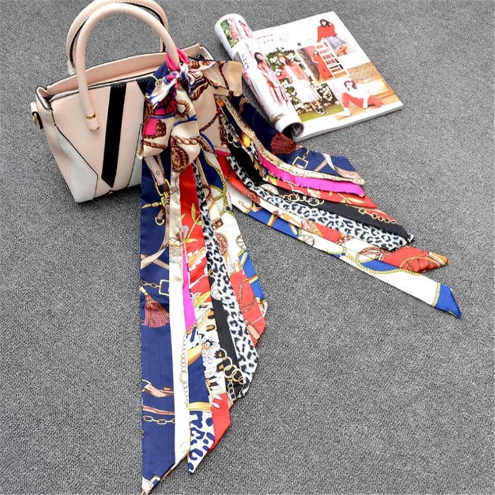 Fashion Color Printing Long Silk Scarf Women Ribbon Neckerchief Print 4cm Thin Narrow Scarves Bag Hair Band Ribbon Headscarve
