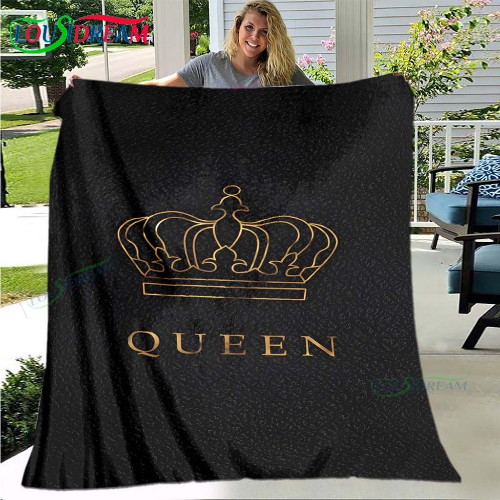 Hot Pattern KING and QUEEN Pattern Blanket Flannel Thin Blanket Portable Home Travel Office Lunch Break Blanket Birthday Gift
