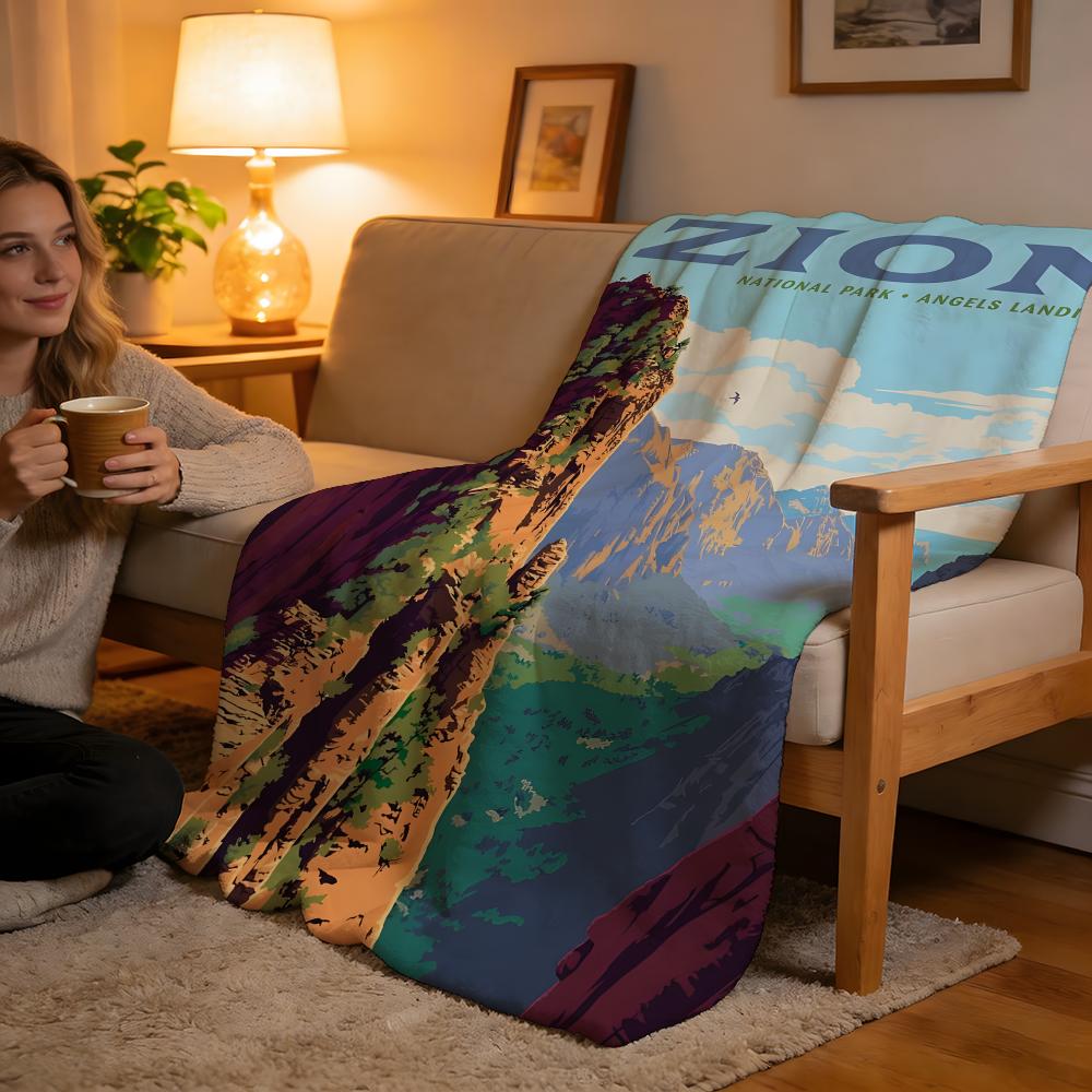 Zion National Park Throw High-Density Short Plush Blanket Soft For Sofa Air-Con Room.