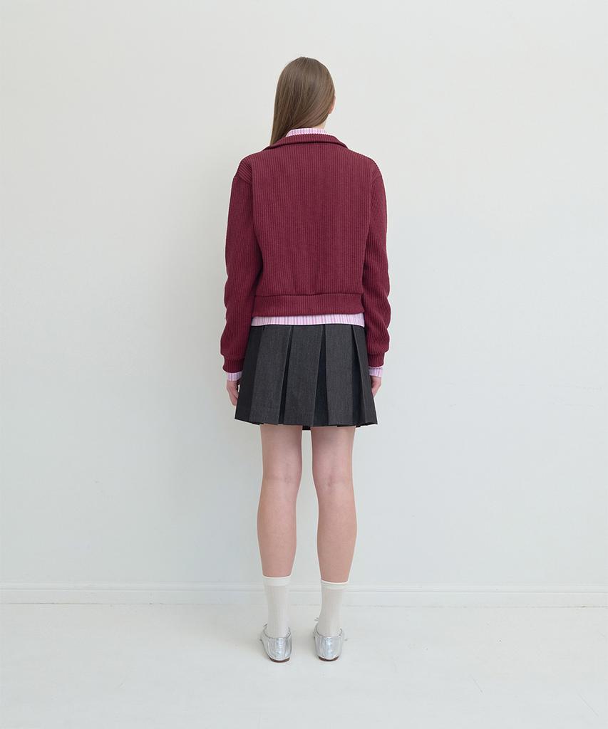 Pisis Denim Pleated Skirt_Charcoal
