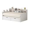 Sofa Bed 90*200, Pull-out Bed 90*190 with Two Drawers, Large Storage Compartment and Storage Basket, USB Socket, Single Wooden Bed, White