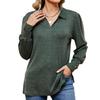 Autumn Winter Top for Women Polo Collar Long Sleeve Button Loose Brush T-shirt