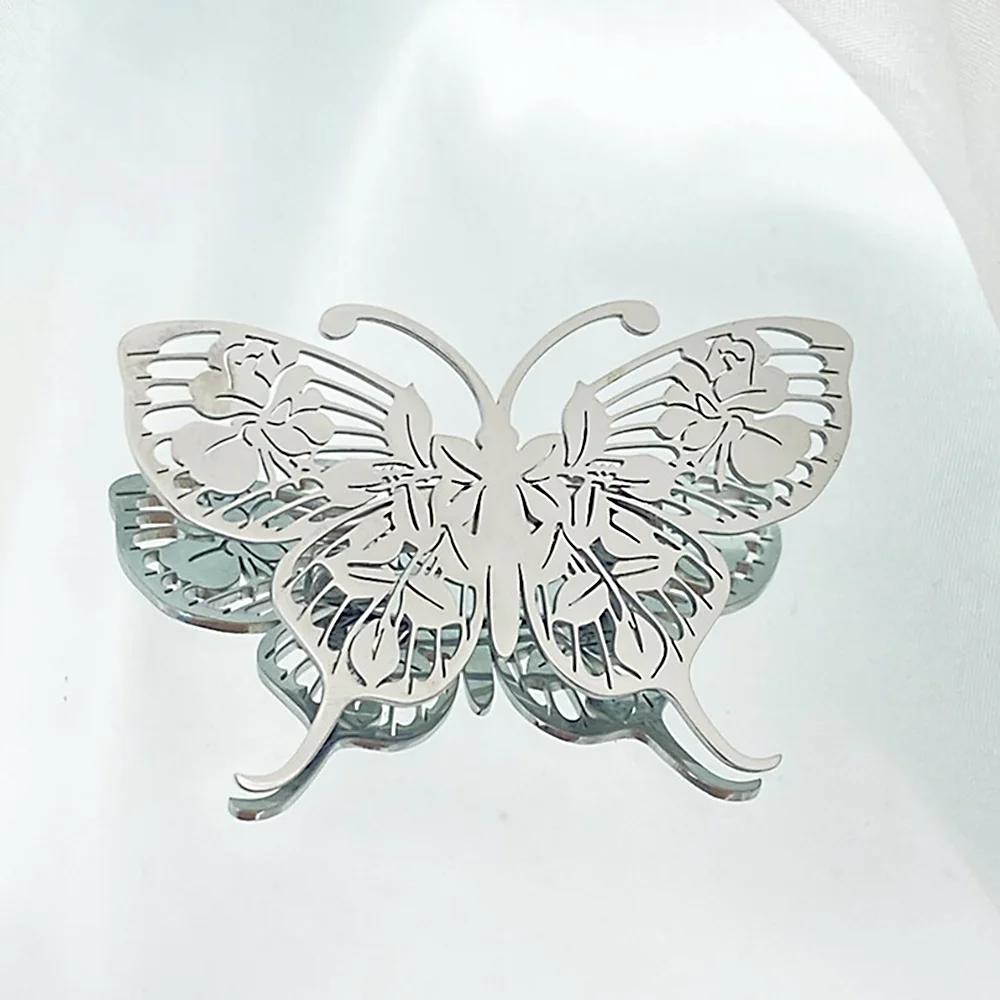 Stainless Steel Butterfly Brooch Gold Color Hollow insect Pattern Brooches Female Coat Dress Badge Women's Jewelry party Gift