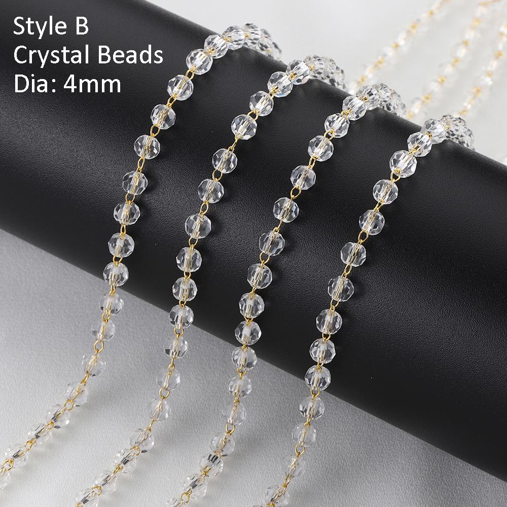 1Meter Colorful Glass Ball Beaded Chain Crystal Beads Necklace Body Chain Accessories for Jewelry Making Components DIY Supplies