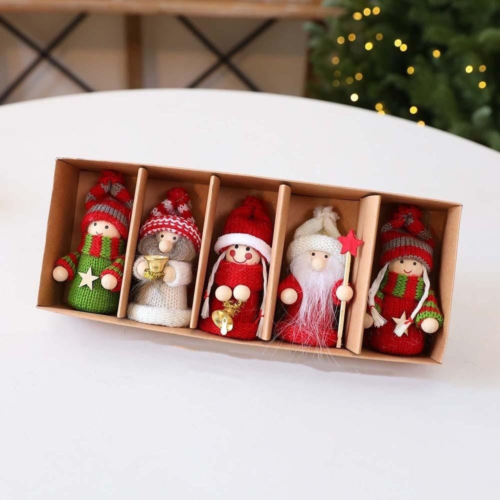 Handcrafted Quality Plush Santa Doll Knitted Xmas Tree Decor Knitted Christmas Pendant Room Decor