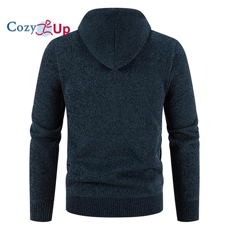 Cozy Up Новый мужской свитер с капюшоном из флиса, теплый вязаный однотонный повседневный и удобный
