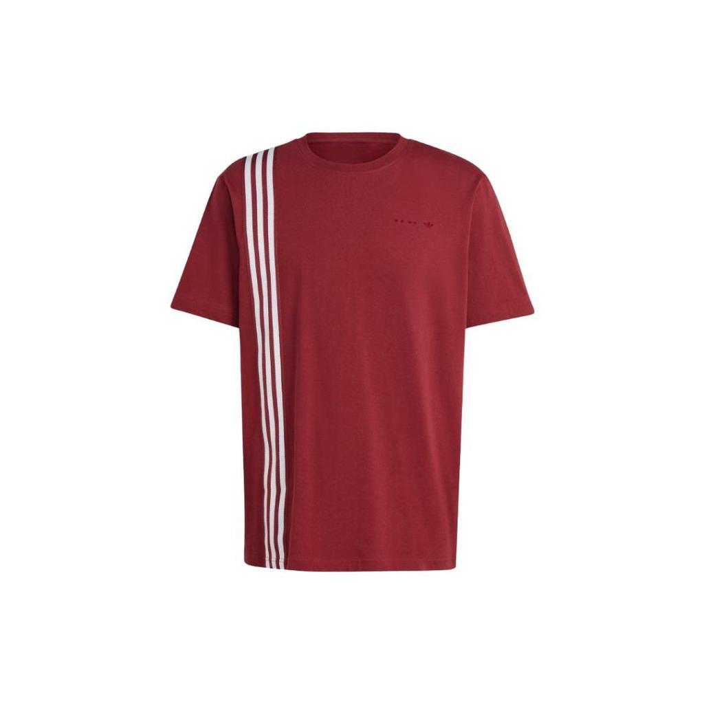 Adidas Logo Graphic Three-Stripe Short Sleeve Crew Neck T-Shirt Men Tops Burgundy IC8403