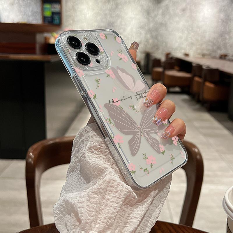 Beautiful Butterfly Phone Case 16 14 Promax Space Case 15 Pro Phone Case Transparent 13 12 Trendy 11 xs xr 7 8 plus Female Case
