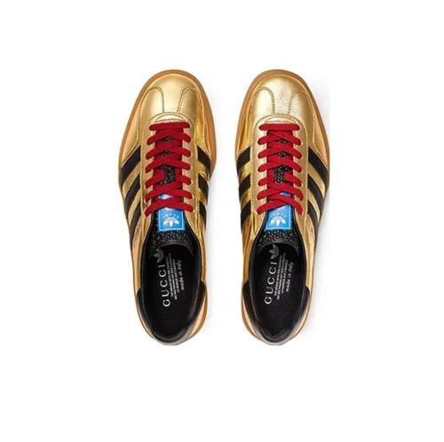 Gucci X Кожаные кроссовки Gazelle в стиле athleisure женские золотые