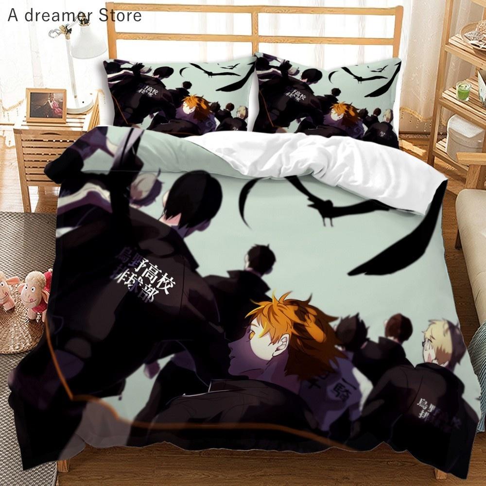Комплект постельного белья Haikyuu, 3D-печатный волейбол для мальчиков, мультяшный аниме-пододеяльник, комплект роскошного постельного белья для детей, подарок, декор для дома