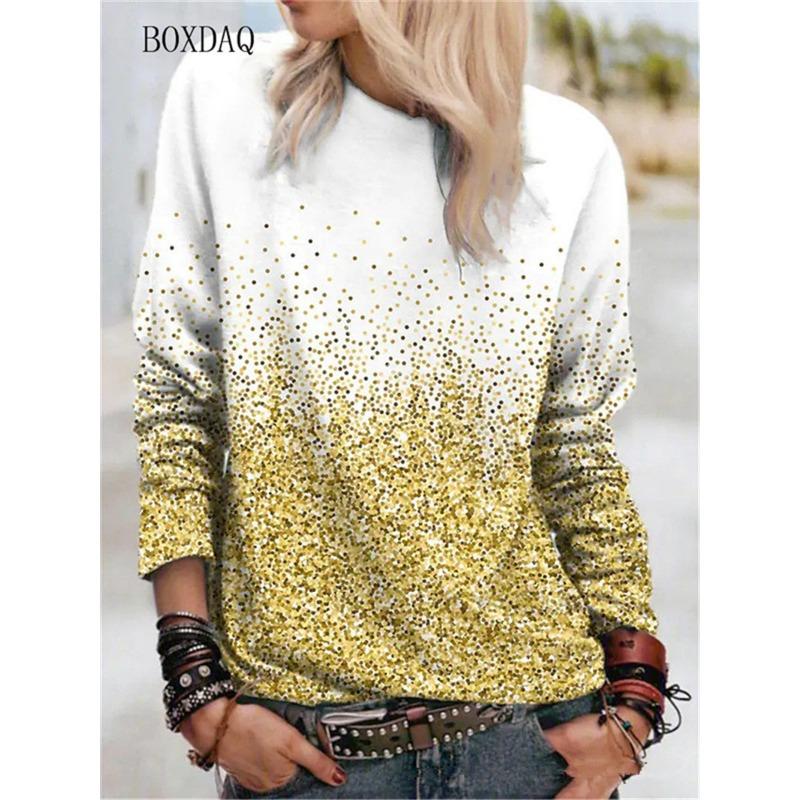 Dot Gradient Pattern 3d Print Women Fashion T-Shirts Spring Autumn Long Sleeve Street Style Ladies Tees 6XL Big Size Casual Tops