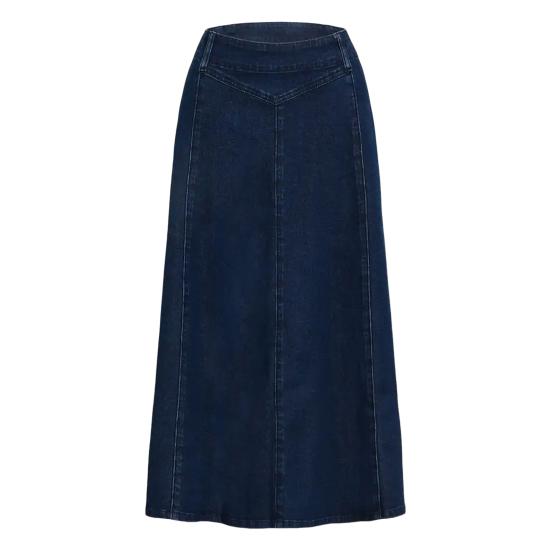 Джинсовая юбка миди с высокой талией, большим подолом, утягивающая юбка миди, однотонная офисная женская джинсовая юбка на каждый день